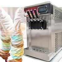 Machine à glaces et sorbets automatique professionnelle trois saveurs pour restaurants, avec moteur compresseur haute performance