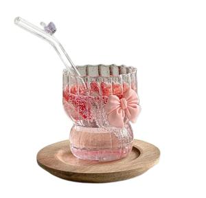 Trong suốt sọc handleless thủy tinh chịu nhiệt trà nước ly sữa nước trái cây với bướm - Product Image 1