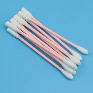 Individual wrap Pink Paper Stick bulat dan Spiral Qtips kapas untuk riasan menghapus