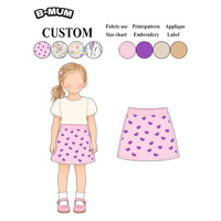 Jupe en tricot rose pâle pour filles, motif cœur, coupe trapèze, mini-jupe tricotée douce et chaude pour tout-petits, jupe pull Saint-Valentin pour enfants, vente en gros