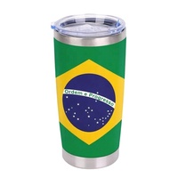 Gobelet isotherme personnalisé avec logo et drapeau national, 20 oz, en acier inoxydable, tasse à café sous vide pour les fans de football à domicile