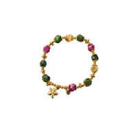 Bracelet TANGPEI pour femme, vintage, perles violettes, breloque clochette, bijoux fantaisie en alliage, cadeau