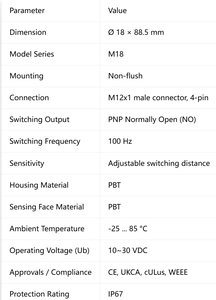 Sensor de proximidad capacitivo MT--BALLUFF BCS M18BBG2-PSC15H-S04K M18 sin montaje en superficie, PNP NO, tipo BCS00LM con roscas - Product Image 4