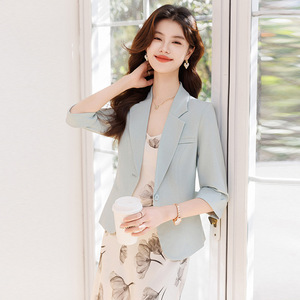 Women's Lightweight Three Quarter Sleeve Blazer Breathable Spring Summer Casual Elegant Fit - Product Image 1