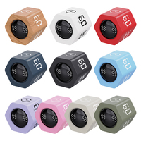 Minuteur de cuisine numérique hexagonal, batterie rechargeable, affichage LED, compte à rebours/compte à rebours jusqu'à 99 minutes, pour l'étude, le fitness, la méditation