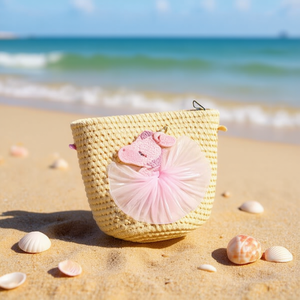 Bolso de Paja Estilo Pony 12x14Cm Para Niños, Accesorio de Playa - Product Image 2