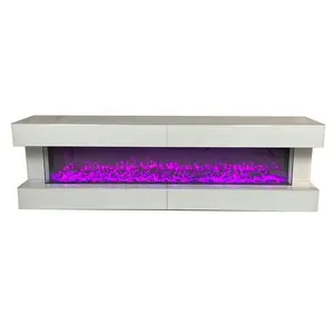Germany style modern new design wall mounted 3 side electric mirrored fireplace with colors change