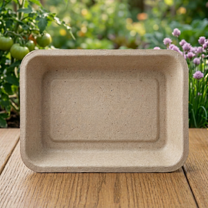 Assiettes rectangulaires biodégradables de 7 pouces en bagasse de canne à sucre naturelle, assiettes jetables pour collations - Product Image 1