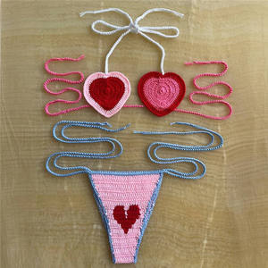 <strong>Manufacturer</strong> Custom Logo <strong>Swimwear</strong> Lady's Cute Crochet Bikini Set 2 Pieces Bathing Suit Micro Bikinis 2025 Ties Thong Swimsuit - Product Image 2
