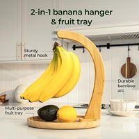 Porte-bananes en bambou avec plateau à fruits, 12,9 pouces de haut |   Support de suspension robuste, extra haut, pour garder les fruits frais