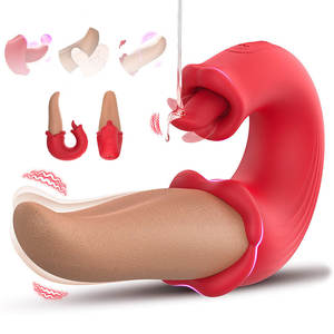 ワイヤレス大人のおもちゃ シリコン製セックス玩具 Gスポットクリトリス刺激玩具 デュアル舌舐めバイブレーター 女性向け - Product Image 1
