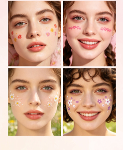 Tatuajes Faciales de Corazón de Fresa y Pecas de Margarita, Adhesivos de Maquillaje Facial Florales Lindos e Impermeables para Niños y Adultos - Product Image 4
