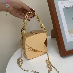 Tas tangan wanita Mini Book tas kotak PVC mewah dompet Clutch emas perak tas tangan akrilik desain rantai tas malam mewah