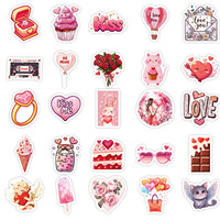 50 autocollants adhésifs imperméables pour la Saint-Valentin, cadeau pour couple, emballage de bouquet, carte de vœux, coque de téléphone