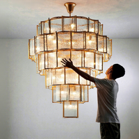 Lustre LED en verre doré pour projets hôteliers, salons, escaliers et décoration intérieure – Vente en gros directe usine