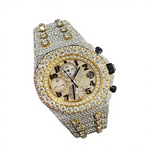 Reloj de Lujo Estilo Hip Hop con Incrustaciones de Diamantes Moissanite, Acero Inoxidable, Resistente al Agua 10 Bar, Cristal Antiguo, Movimiento de Alta Calidad, Elegante - Product Image 1
