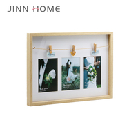 Jinn Home 3pcs 4x6in Tapis de cadre photo en bois Cadres photo suspendus Clips Support d'affichage Affichage mural