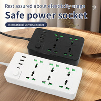 Multiprise universelle mondiale avec fiche standard UK/US, câble de 2 m et 4 ports USB
