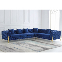 Modernes Chesterfield Schnitts ofa Modernes Leder Samt Deep Seat Couch Wohnzimmer Sofas Königsblau Schnitts ofa Set