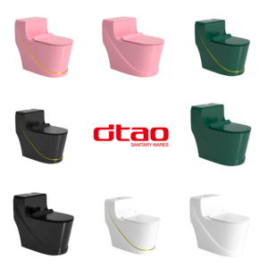 Vente en gros de toilettes monobloc en céramique colorée chinoise, prix compétitif, pour salle de bain, avec siphon en S, par fabricants de sanitaires - Product Image 1