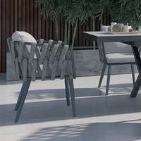 Meubles de jardin 7 pièces Table et chaises Ensemble de table extensible en céramique Fauteuil tissé Mobilier d'extérieur en aluminium Ensemble de salle à manger
