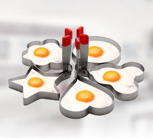 Coeur rond fleur étoile en forme de gros différentes formes antiadhésif en acier inoxydable anneau <span class=keywords><strong>oeuf</strong></span> moule avec poignée en Silicone - Product Image 1