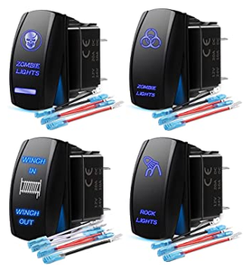 5-Pin sakelar Rocker kaki besar tahan air 20A lampu LED fungsi On-Off 12V merah maks. Tegangan lampu biru 24V - Product Image 3