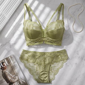 Conjunto de Lencería de Encaje Floral al por Mayor para Mujer, Sujetador con Aros y Bragas, Conjunto de 2 Piezas, Lencería Sexy Estilo Francés para Mujer - Product Image 5