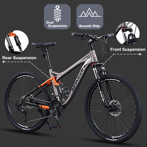 Bicicletta da Montagna 24/26/27 Pollici, 21 Velocità, Freni a Disco Doppi, Telaio in Acciaio al Carbonio, per Ragazzi e Uomini, Ideale per Scuola, Lavoro, Campeggio Estivo - Product Image 4