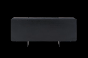 <span class=keywords><strong>Credenza</strong></span> Moderna in Rovere a Contrasto, Top e Base Neri, Quattro Ante in Legno Naturale per Soggiorno e Sala da Pranzo - Product Image 6