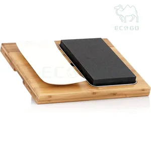 Planche en bois multifonctionnelle avec plaque à steak en pierre de lave Plats et casseroles de cuisson avec pierre chaude Batterie de cuisine durable