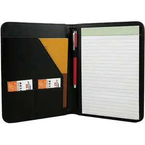 Modernqiu Custom A5 Size PU Leather Folder Cardboard Book Shape with Custom Logo for Restaurant Supplies and File Clip