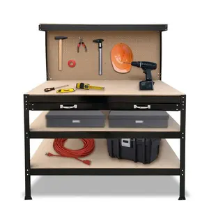 Heavy Duty Garage Workbench Tool Cabinets Wooden 10ft Workbench 3 Layer Work Benches for Garage With Drawers