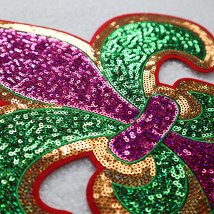 Bargain China 225 Mardi Gras Patch ROUND Mardi Gras <b>Sequin</b> Patches China Glitter Patches - Product Image 2