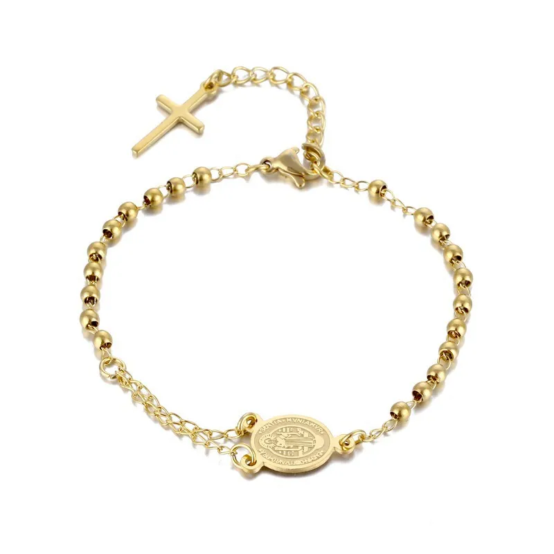 2023 Groothandel Religieuze Christelijke Katholieke Rvs Rozenkranskralen Jesus Crucifix Kruis Maagdelijke Mary Ketting Gebed Armband