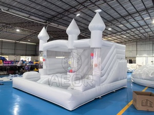 Château gonflable blanc avec toboggan, qualité commerciale, combo château gonflable et ballons gonflables, <span class=keywords><strong>pour</strong></span> extérieur et fêtes - Product Image 3