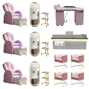 Juego de Muebles de Salón de Belleza de <span class=keywords><strong>Diseño</strong></span> Atractivo y Cómodo, Silla de Barbero de Acero Inoxidable Metálico <span class=keywords><strong>para</strong></span> Salón de Belleza - Product Image 2