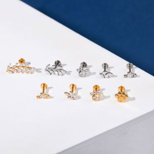 Bijoux Gaby – Piercing en Titane ASTM-F136 avec Zircon pour Tragus, Hélix, Daith, Lobe – Boucles d'oreilles à dos plat avec filetage interne, Labret - Product Image 2