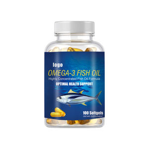 Complément alimentaire d'huile de poisson oméga <span class=keywords><strong>3</strong></span> extra-forte en gélules molles halal GMP - 1000 mg par portion - Soutien pour la santé cardiaque et cérébrale - Product Image 1