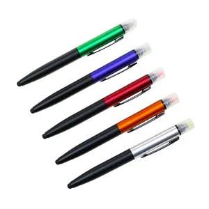 BECOL 3 en 1 stylo à bille multifonction Double face en plastique, Logo personnalisé, stylo à bille avec marqueur haute luminosité pour cadeau