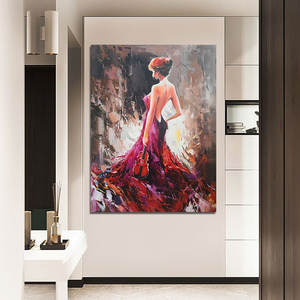 Original Art moderne <span class=keywords><strong>peinture</strong></span> à l'huile sur toile belle <span class=keywords><strong>danseuse</strong></span> <span class=keywords><strong>de</strong></span> <span class=keywords><strong>flamenco</strong></span> espagnole en robe rouge personnalisable OEM/ODM décoratif - Product Image 2