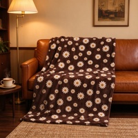 Plaid de canapé personnalisé en polaire douce et moelleuse, motif marguerite, 100*150cm, en flanelle polaire, pour usage au bureau