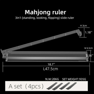 Règle de Mahjong 4-en-1 pour rangées de cartes, en acrylique transparent épaissi, 18 pouces, US Échecs - Emballage en boîte PVC couleur - Product Image 4
