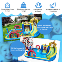 Toboggan aquatique gonflable pour l'humide et le sec, château gonflable pour enfants avec souffleur d'air, piscine à jets d'eau