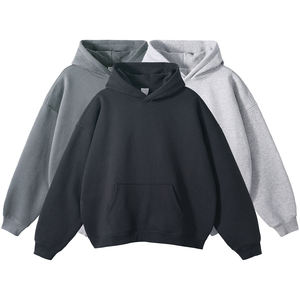 Fabrication de sweats <span class=keywords><strong>à</strong></span> capuche unisexes surdimensionnés en <span class=keywords><strong>molleton</strong></span> épais respirant en coton 350 g/m² avec logo personnalisé de haute qualité OEM - Product Image 1
