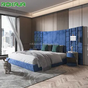 High-End King Size Bed Sets Luxury Big Headboard Bed India Designer Modern Double Bed Bedroom Furniture Set