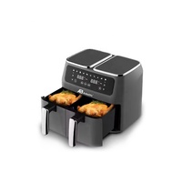 Friteuse à air personnalisée 8L carrée à double panier 2800W en plastique, contrôle intelligent par application, certifiée GS, accepte les commandes personnalisées, usage domestique