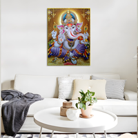 Peinture religieuse en gros : Ganesha, le Dieu du Riche, avec son trompe d'éléphant – Tableau décoratif pour la maison