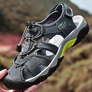 รองเท้าแตะหนังสำหรับผู้ชายดีไซน์ตามสั่งรองเท้าแตะส้นแบนสำหรับใส่เดินชายหาด38-48 # - Product Image 5