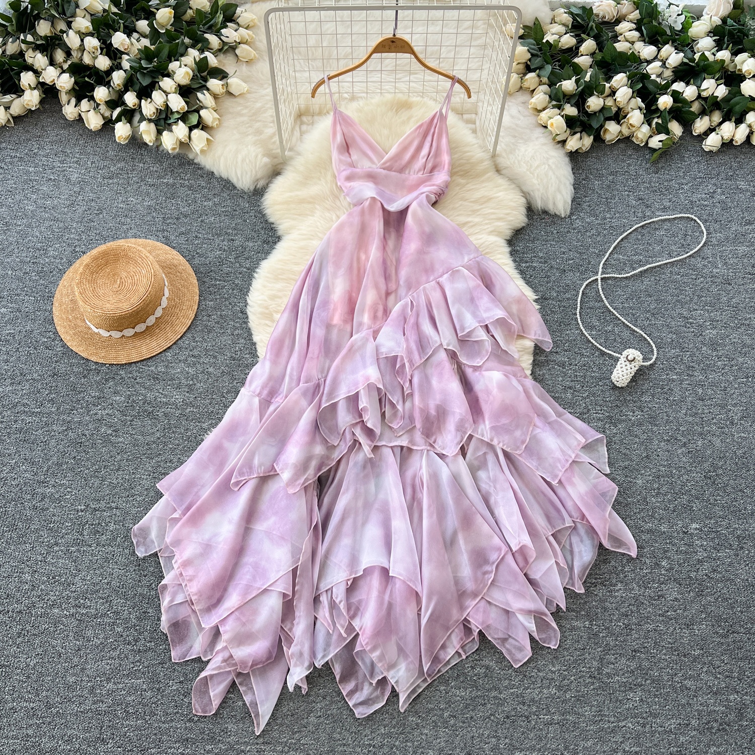 sachin and babi light blue dress Women Summer Trend Holiday Dress Sexy Casual Elegant V-Neck High Slit  Irregular Retro Vintage Print Slim With Belt Midi Dress